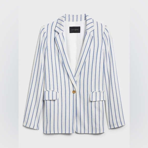 Banana Republic Blue and White Striped Blazer - Picture 1 of 12
